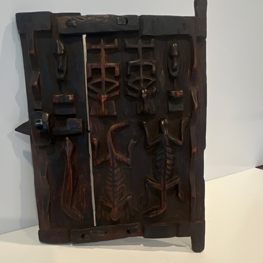 hand-carved African Dogon granary door panel from Mali (West Africa).